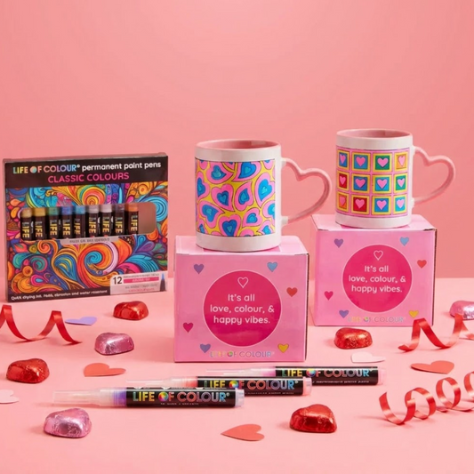 "Cup of Love" DIY Mug Painting Bundle - Curvy and Square Hearts Designs